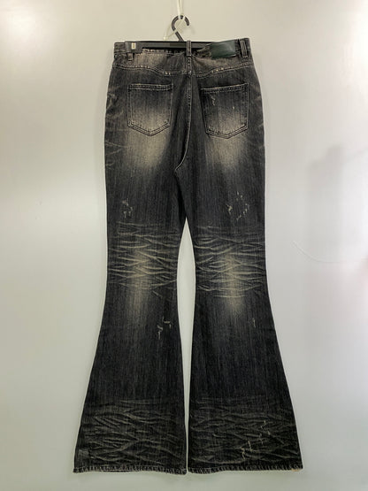 【中古品】【メンズ】 VIRGIN ATRAXIA ヴァージン アタラクシア STANED WRINKLED WIDE FLARE JEANS ワイドフレアジーンズ メンズ ボトムス ジーンズ 152-260717-em-53-min サイズ：2 カラー：インディゴブラック 万代Net店