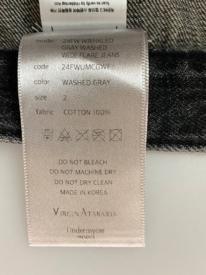 【中古品】【メンズ】 VIRGIN ATRAXIA ヴァージン アタラクシア STANED WRINKLED WIDE FLARE JEANS ワイドフレアジーンズ メンズ ボトムス ジーンズ 152-260717-em-53-min サイズ：2 カラー：インディゴブラック 万代Net店