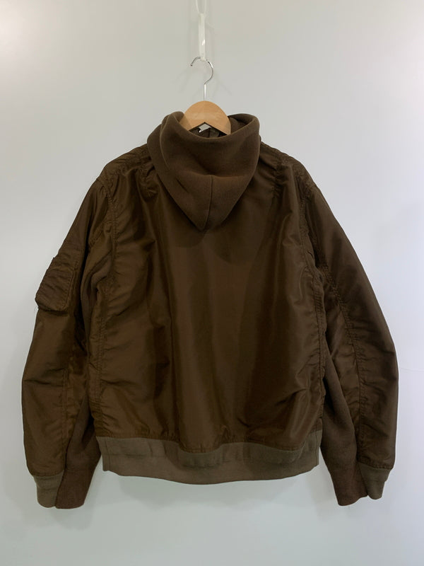 【中古品】【メンズ】 SACAI サカイ SPONGE SWEAT HOODIE フルジップパーカー ナイロン 140-260711-AS-1-min サイズ：2 カラー：ブラウン 万代Net店
