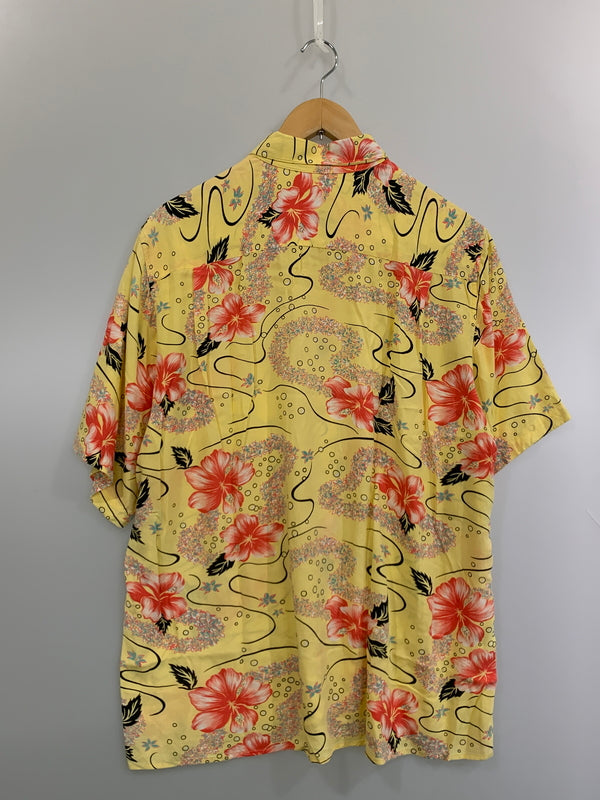 【中古品】【メンズ】 RAYON SPOONER レインスプーナー 80-90S RAYON SHIRT レーヨンシャツ ショートスリーブ 半袖シャツ ヴィンテージ 146-260711-AS-12-min サイズ：下記参照 カラー：イエロー 万代Net店