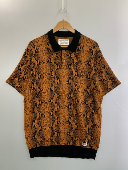 【中古品】【メンズ】 WACKO MARIA ワコマリア 23SS PYTHON KNIT JACQUARD POLO SHIRT ニットジャガード ポロシャツ 142-260711-AS-2-min サイズ：L カラー：オレンジブラウン/ブラック 万代Net店