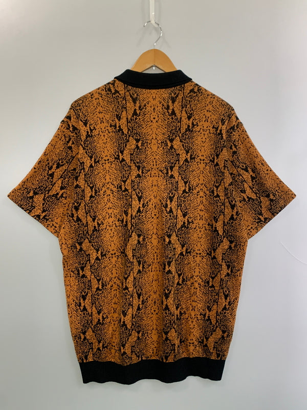 【中古品】【メンズ】 WACKO MARIA ワコマリア 23SS PYTHON KNIT JACQUARD POLO SHIRT ニットジャガード ポロシャツ 142-260711-AS-2-min サイズ：L カラー：オレンジブラウン/ブラック 万代Net店