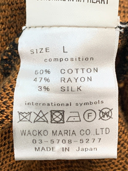 【中古品】【メンズ】 WACKO MARIA ワコマリア 23SS PYTHON KNIT JACQUARD POLO SHIRT ニットジャガード ポロシャツ 142-260711-AS-2-min サイズ：L カラー：オレンジブラウン/ブラック 万代Net店