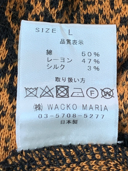 【中古品】【メンズ】 WACKO MARIA ワコマリア 23SS PYTHON KNIT JACQUARD POLO SHIRT ニットジャガード ポロシャツ 142-260711-AS-2-min サイズ：L カラー：オレンジブラウン/ブラック 万代Net店