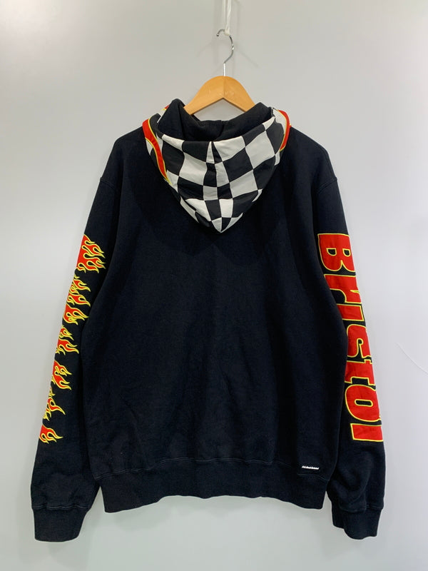 【中古品】【メンズ】 FCRB エフシーアールビー FCRB-190054 19SS CHECKER FLAME ZIP UP HOODIE フルジップパーカー 142-260711-AS-11-min サイズ：L カラー：ブラック/レッド 万代Net店