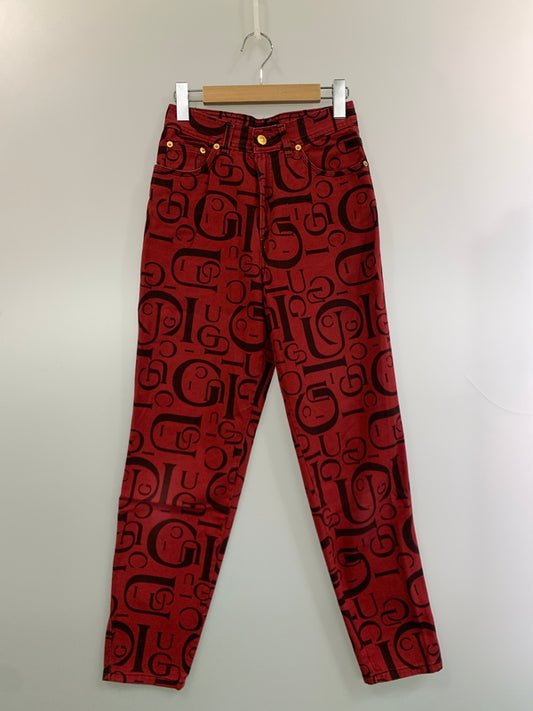 【中古品】【レディース】 GUCCI グッチ 90S トムフォード期 総柄 DENIM PANT デニムパンツ ボトムス ヴィンテージ 170-260711-AS-7-min サイズ：下記参照 カラー：レッド 万代Net店