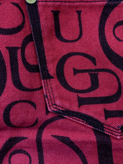 【中古品】【レディース】 GUCCI グッチ 90S トムフォード期 総柄 DENIM PANT デニムパンツ ボトムス ヴィンテージ 170-260711-AS-7-min サイズ：下記参照 カラー：レッド 万代Net店