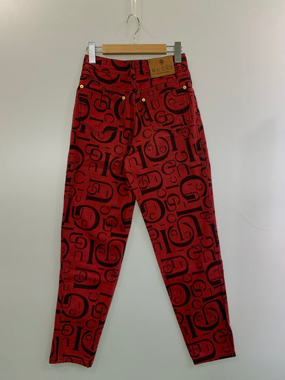 【中古品】【レディース】 GUCCI グッチ 90S トムフォード期 総柄 DENIM PANT デニムパンツ ボトムス ヴィンテージ 170-260711-AS-7-min サイズ：下記参照 カラー：レッド 万代Net店