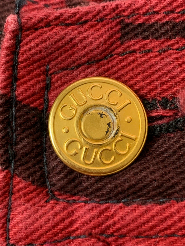 【中古品】【レディース】 GUCCI グッチ 90S トムフォード期 総柄 DENIM PANT デニムパンツ ボトムス ヴィンテージ 170-260711-AS-7-min サイズ：下記参照 カラー：レッド 万代Net店