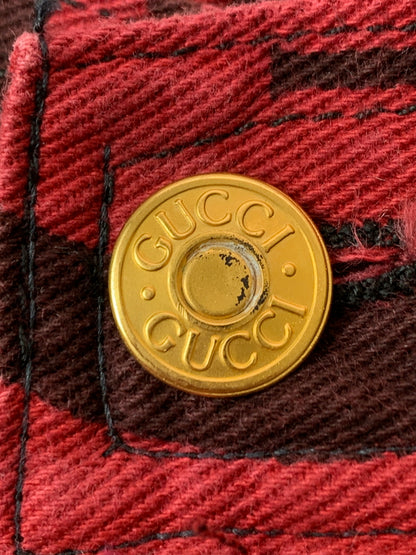 【中古品】【レディース】 GUCCI グッチ 90S トムフォード期 総柄 DENIM PANT デニムパンツ ボトムス ヴィンテージ 170-260711-AS-7-min サイズ：下記参照 カラー：レッド 万代Net店