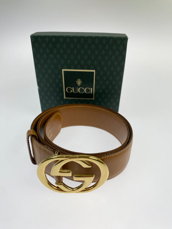 【中古品】【レディース】 GUCCI グッチ インターロッキングGベルト 小物 183-260711-AS-68-min サイズ：75-30 カラー：ブラウン 万代Net店