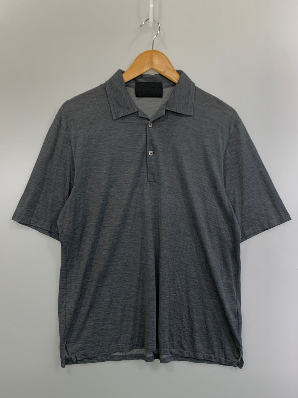 【現状渡し品】【メンズ】 PRADA プラダ POLO SHIRT ポロシャツ ショートスリーブ 半袖 141-260711-AS-17-min サイズ：M カラー：グレー 万代Net店