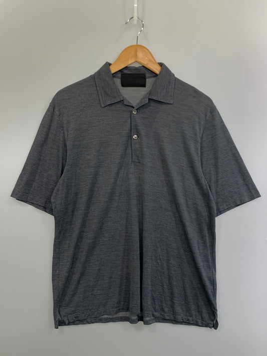 【現状渡し品】【メンズ】 PRADA プラダ POLO SHIRT ポロシャツ ショートスリーブ 半袖 141-260711-AS-17-min サイズ：M カラー：グレー 万代Net店