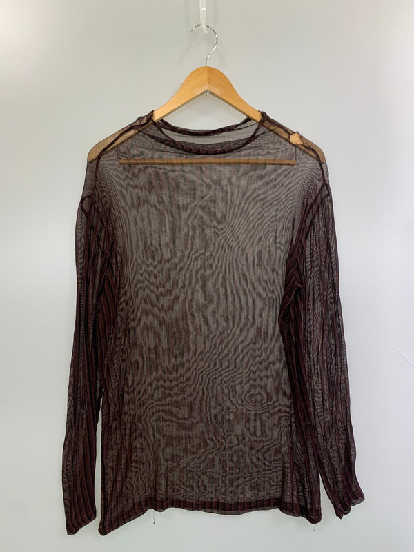 【現状渡し品】【メンズ】 ISSEY MIYAKE PERMANENTE イッセイ ミヤケ パーマネンテ シアーシャツ ロングスリーブ 長袖 140-260711-AS-5-min サイズ：下記参照 カラー：ブラウン/パープル/ブラック 万代Net店