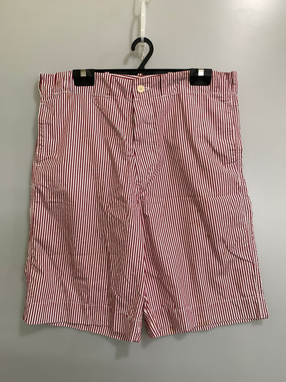 【中古品】【メンズ】 DRIES VAN NOTEN ドリスヴァンノッテン STRIPE SHORTS ストライプショーツ メンズ ショートパンツ 短パン ボトムス 152-260720-em-42-min カラー：レッド/ホワイト 万代Net店