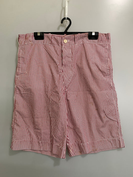 【中古品】【メンズ】 DRIES VAN NOTEN ドリスヴァンノッテン STRIPE SHORTS ストライプショーツ メンズ ショートパンツ 短パン ボトムス 152-260720-em-42-min カラー：レッド/ホワイト 万代Net店