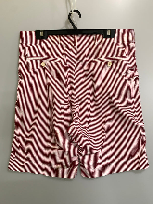 【中古品】【メンズ】 DRIES VAN NOTEN ドリスヴァンノッテン STRIPE SHORTS ストライプショーツ メンズ ショートパンツ 短パン ボトムス 152-260720-em-42-min カラー：レッド/ホワイト 万代Net店