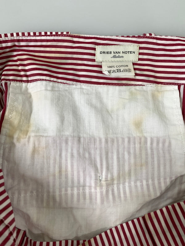 【中古品】【メンズ】 DRIES VAN NOTEN ドリスヴァンノッテン STRIPE SHORTS ストライプショーツ メンズ ショートパンツ 短パン ボトムス 152-260720-em-42-min カラー：レッド/ホワイト 万代Net店
