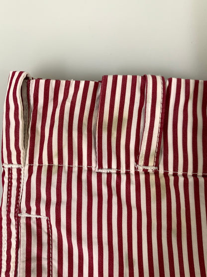 【中古品】【メンズ】 DRIES VAN NOTEN ドリスヴァンノッテン STRIPE SHORTS ストライプショーツ メンズ ショートパンツ 短パン ボトムス 152-260720-em-42-min カラー：レッド/ホワイト 万代Net店