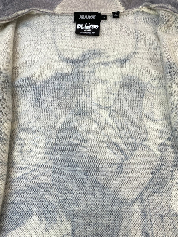 【中古品】【メンズ】 XLARGE×PLUTO エクストララージ プルートゥ ZIP UP HOODIE ジップ アップ フーディー ニット セーター トップス 142-260724-hu-25-min サイズ：L カラー：グレー/ピンク/ホワイト 万代Net店