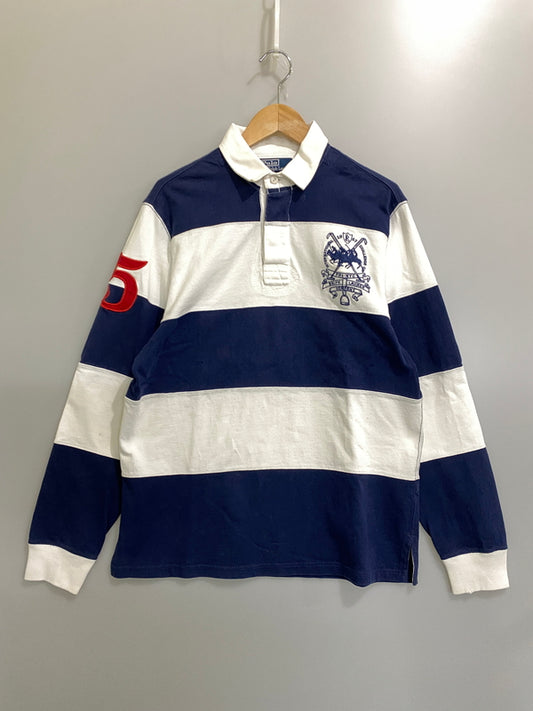 【中古品】【メンズ】 RALPH LAUREN ラルフローレン CUSTOM FIT LS POLO SHIRT カスタムフィット ロングスリーブ ポロシャツ メンズ トップス 146-260720-em-34-min サイズ：M カラー：ホワイト/レッド 万代Net店