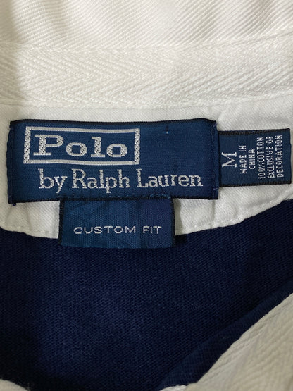 【中古品】【メンズ】 RALPH LAUREN ラルフローレン CUSTOM FIT LS POLO SHIRT カスタムフィット ロングスリーブ ポロシャツ メンズ トップス 146-260720-em-34-min サイズ：M カラー：ホワイト/レッド 万代Net店