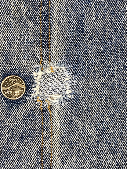 【現状渡し品】【メンズ】 PORT AUTHORITY ポート オーソリティ DENIM STADIUM JACKET デニム スタジアムジャケット アウター 146-260727-jt-25-min サイズ：L カラー：インディゴ/ベージュ 万代Net店