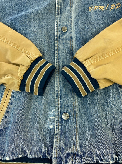 【現状渡し品】【メンズ】 PORT AUTHORITY ポート オーソリティ DENIM STADIUM JACKET デニム スタジアムジャケット アウター 146-260727-jt-25-min サイズ：L カラー：インディゴ/ベージュ 万代Net店