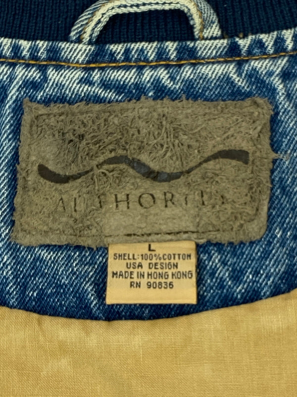 【現状渡し品】【メンズ】 PORT AUTHORITY ポート オーソリティ DENIM STADIUM JACKET デニム スタジアムジャケット アウター 146-260727-jt-25-min サイズ：L カラー：インディゴ/ベージュ 万代Net店