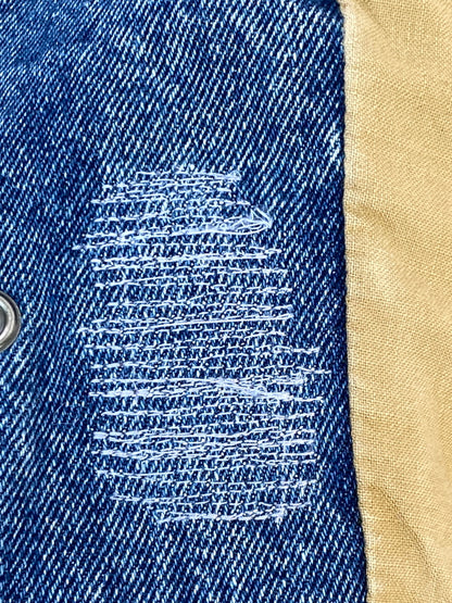 【現状渡し品】【メンズ】 PORT AUTHORITY ポート オーソリティ DENIM STADIUM JACKET デニム スタジアムジャケット アウター 146-260727-jt-25-min サイズ：L カラー：インディゴ/ベージュ 万代Net店