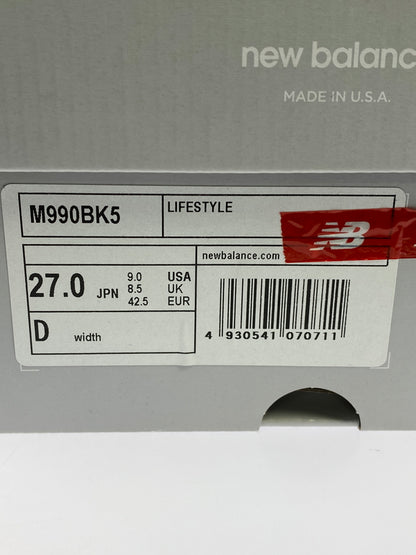 【中古品】【メンズ】 NEW BALANCE ニューバランス M990BK5 990V5 靴 シューズ スニーカー 162-260719-AS-15-min サイズ：27cm カラー：ブラック 万代Net店