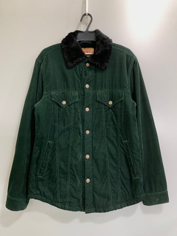 【中古品】【メンズ】 LEVI'S リーバイス 70535 CORDUROY BOA JACKET コーデュロイ ボア ジャケット メンズ アウター 防寒 147-260731-em-65-min サイズ：Ｌ カラー：ダークグリーン 万代Net店