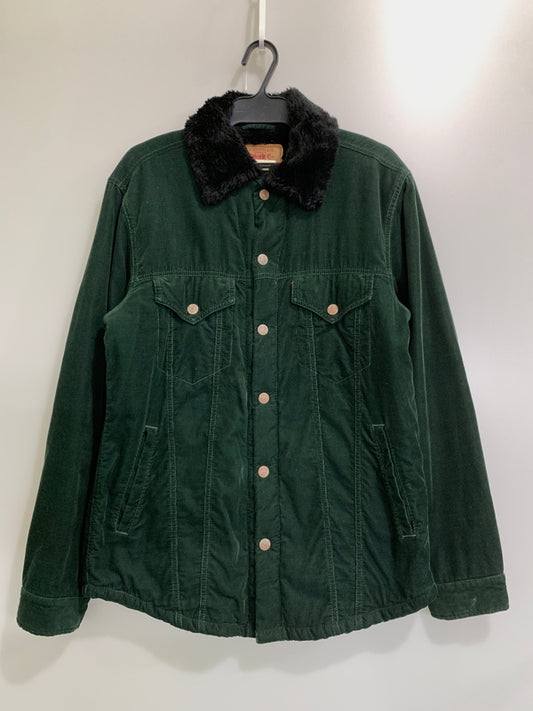 【中古品】【メンズ】 LEVI'S リーバイス 70535 CORDUROY BOA JACKET コーデュロイ ボア ジャケット メンズ アウター 防寒 147-260731-em-65-min サイズ：Ｌ カラー：ダークグリーン 万代Net店