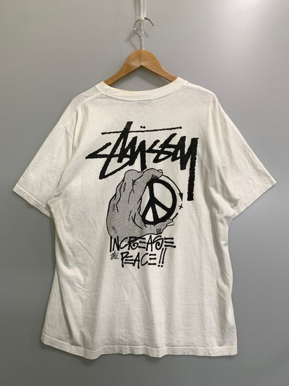 【中古品】【メンズ】 STUSSY ステューシー PEACE HAND PIGMENT DYED TEE ピース ハンド ピグメント ダイ 半袖Tシャツ メンズ トップス 142-260720-em-58-min サイズ：Ｌ カラー：ホワイト 万代Net店