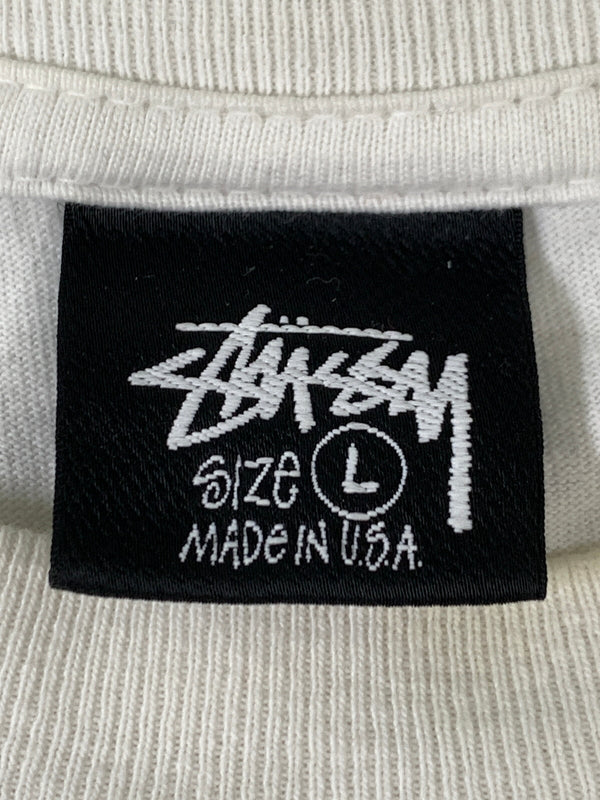 【中古品】【メンズ】 STUSSY ステューシー PEACE HAND PIGMENT DYED TEE ピース ハンド ピグメント ダイ 半袖Tシャツ メンズ トップス 142-260720-em-58-min サイズ：Ｌ カラー：ホワイト 万代Net店