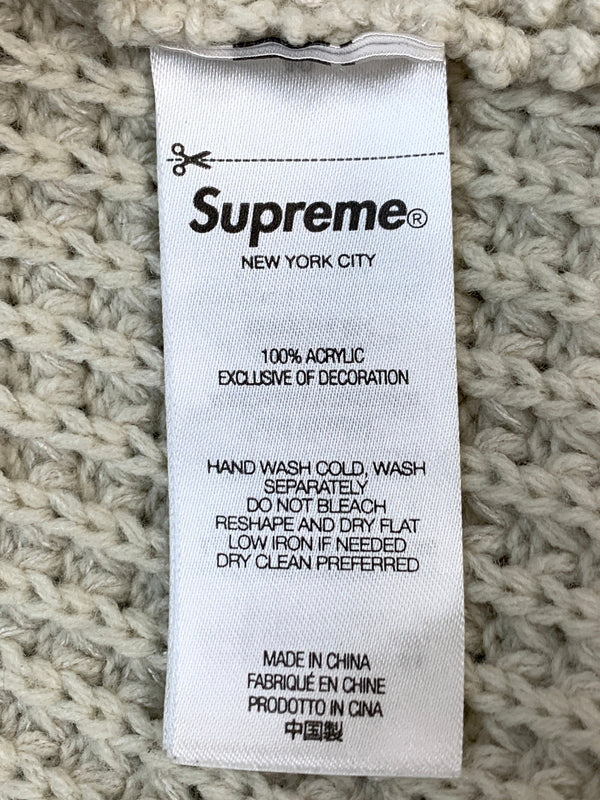 【中古品】【メンズ】 SUPREME シュプリーム 24AW WAFFLE SMALL BOX SWEATER ワッフル スモール ボックス スウェット LOGO ロゴ トレーナー 149-260714-ta-09-min サイズ：L カラー：ベージュ 万代Net店