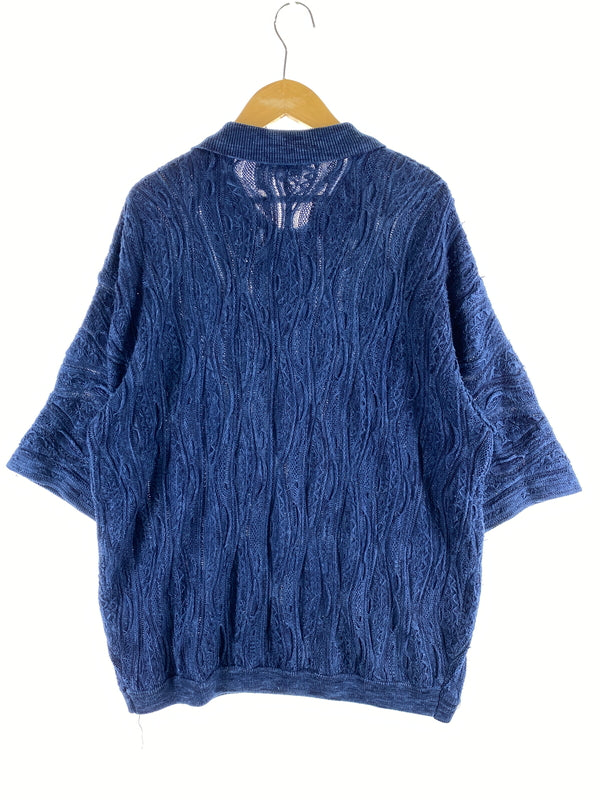 【中古品】【メンズ】 COOGI クージー 3D SS KNIT POLO SHIRT 半袖 ニット ポロシャツ トップス 146-260727-jt-02-min サイズ：XXL カラー：ネイビー 万代Net店