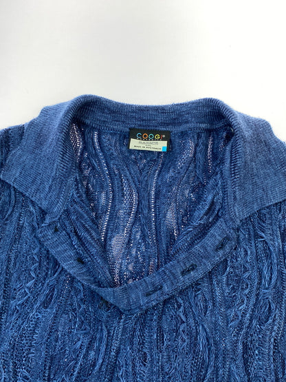 【中古品】【メンズ】 COOGI クージー 3D SS KNIT POLO SHIRT 半袖 ニット ポロシャツ トップス 146-260727-jt-02-min サイズ：XXL カラー：ネイビー 万代Net店