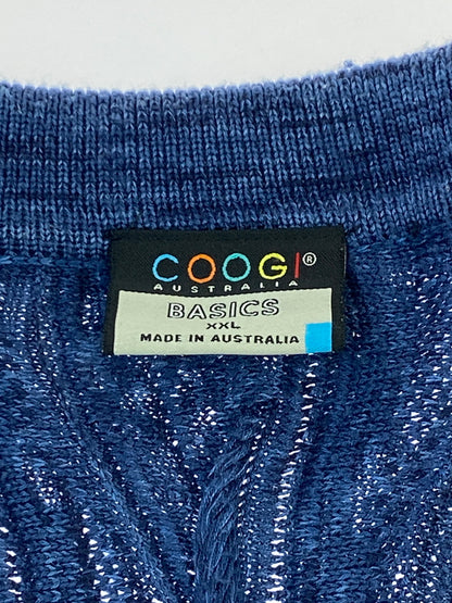 【中古品】【メンズ】 COOGI クージー 3D SS KNIT POLO SHIRT 半袖 ニット ポロシャツ トップス 146-260727-jt-02-min サイズ：XXL カラー：ネイビー 万代Net店