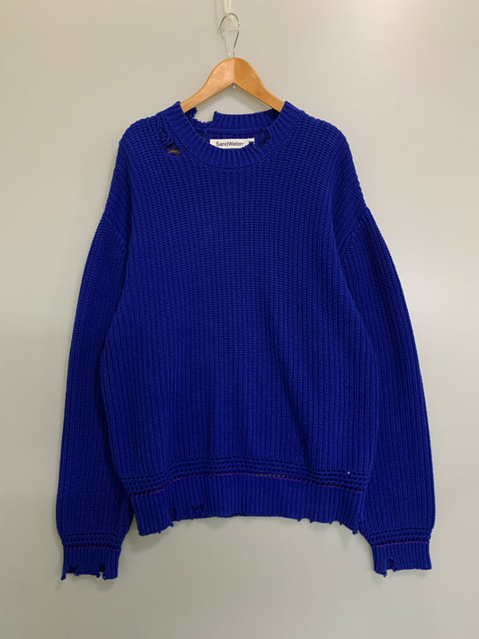 【中古品】【メンズ】 SANDWATERR サンドウォーター ORGANIZED CREW NECK SWEATER オーガナイズド クルー ネック セーター SW-K0101 ニット 140-260714-ta-38-min サイズ：3 カラー：ブルー 万代Net店