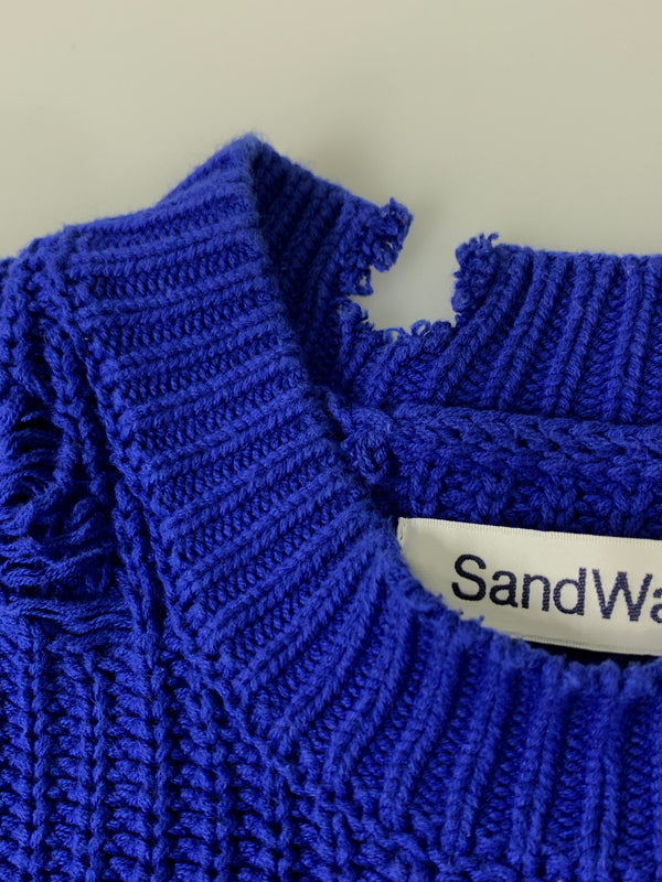 【中古品】【メンズ】 SANDWATERR サンドウォーター ORGANIZED CREW NECK SWEATER オーガナイズド クルー ネック セーター SW-K0101 ニット 140-260714-ta-38-min サイズ：3 カラー：ブルー 万代Net店