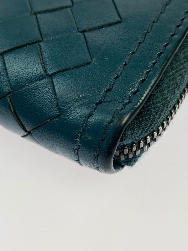 【中古品】【メンズ】 BOTTEGA VENETA ボッテガヴェネタ イントレチャートラウンドジップロングウォレット 長財布 181-260719-AS-31-min カラー：グリーン 万代Net店