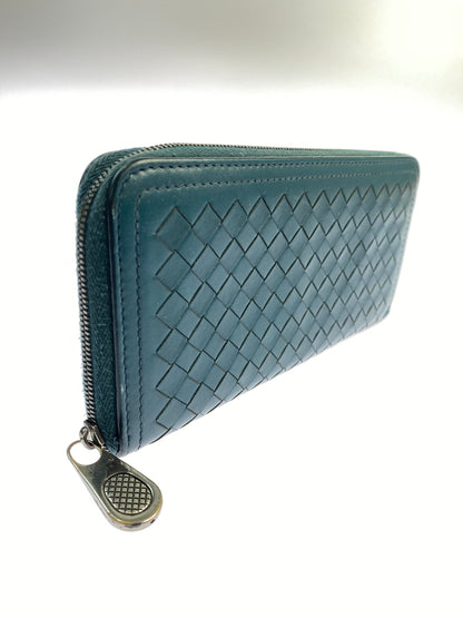 【中古品】【メンズ】 BOTTEGA VENETA ボッテガヴェネタ イントレチャートラウンドジップロングウォレット 長財布 181-260719-AS-31-min カラー：グリーン 万代Net店