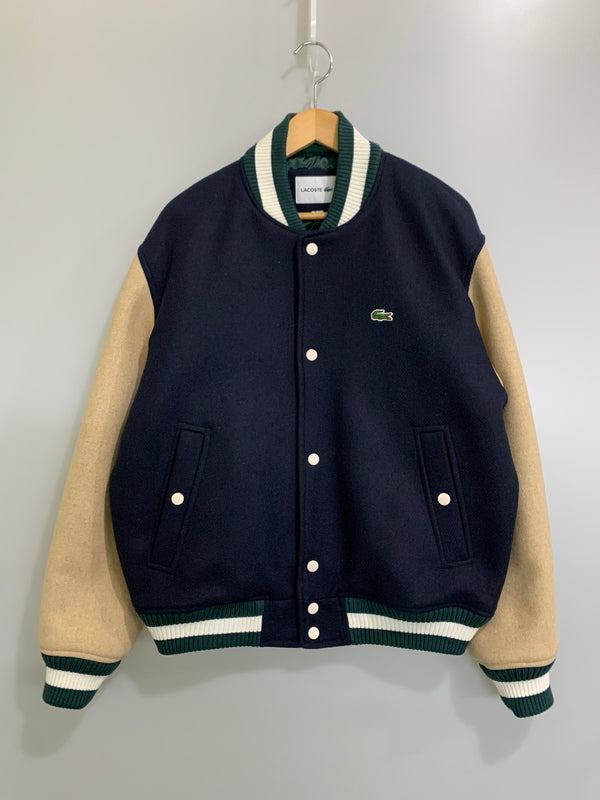 【中古品】【メンズ】 LACOSTE ラコステ WOOL BLEND STADIUM JACKET ウールブレンドスタジアムジャケット BH0562 スタジャン 147-260714-ta-21-min サイズ：S カラー：ネイビー/ベージュ 万代Net店