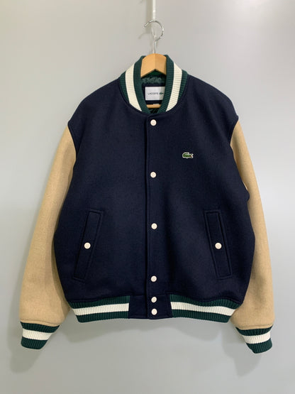 【中古品】【メンズ】 LACOSTE ラコステ WOOL BLEND STADIUM JACKET ウールブレンドスタジアムジャケット BH0562 スタジャン 147-260714-ta-21-min サイズ：S カラー：ネイビー/ベージュ 万代Net店