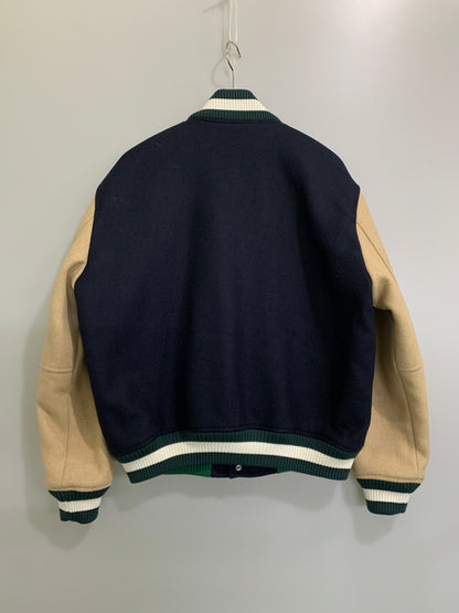 【中古品】【メンズ】 LACOSTE ラコステ WOOL BLEND STADIUM JACKET ウールブレンドスタジアムジャケット BH0562 スタジャン 147-260714-ta-21-min サイズ：S カラー：ネイビー/ベージュ 万代Net店