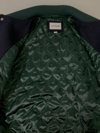 【中古品】【メンズ】 LACOSTE ラコステ WOOL BLEND STADIUM JACKET ウールブレンドスタジアムジャケット BH0562 スタジャン 147-260714-ta-21-min サイズ：S カラー：ネイビー/ベージュ 万代Net店