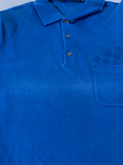 【中古品】【メンズ】 LOUIS VUITTON ルイ・ヴィトン DAMIER POLO SHIRT ダミエ ポロシャツ 半袖シャツ 179-260714-ta-34-min サイズ：M カラー：ブルー 万代Net店