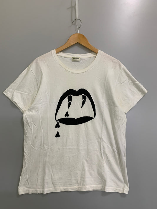 【現状渡し品】【メンズ】 SAINT LAURENT イヴ・サンローラン エディ期 BLOOD LUSTER TEE ブラッドラスター 半袖Tシャツ 141-260714-ta-27-min サイズ：L カラー：ホワイト 万代Net店