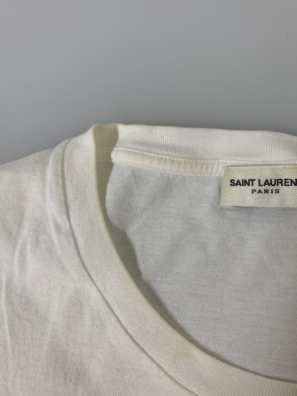 【現状渡し品】【メンズ】 SAINT LAURENT イヴ・サンローラン エディ期 BLOOD LUSTER TEE ブラッドラスター 半袖Tシャツ 141-260714-ta-27-min サイズ：L カラー：ホワイト 万代Net店